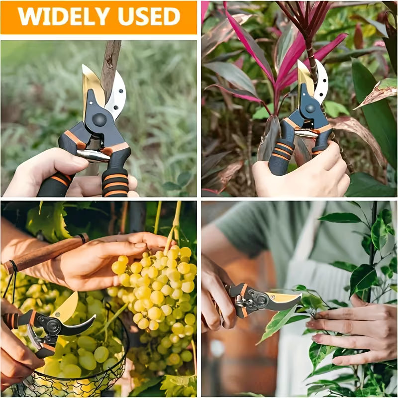 8 Inch Heavy Duty Garden Pruning Shears | Sharp Plant Cutter & Branch Trimming Scissor with Safety Lock