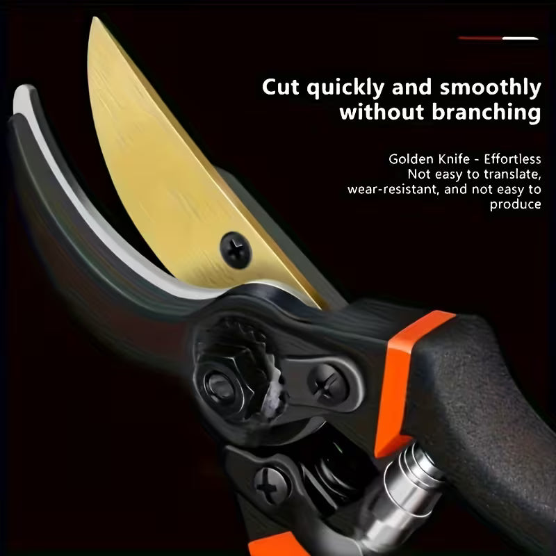 8 Inch Heavy Duty Garden Pruning Shears | Sharp Plant Cutter & Branch Trimming Scissor with Safety Lock