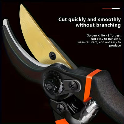 8 Inch Heavy Duty Garden Pruning Shears | Sharp Plant Cutter & Branch Trimming Scissor with Safety Lock
