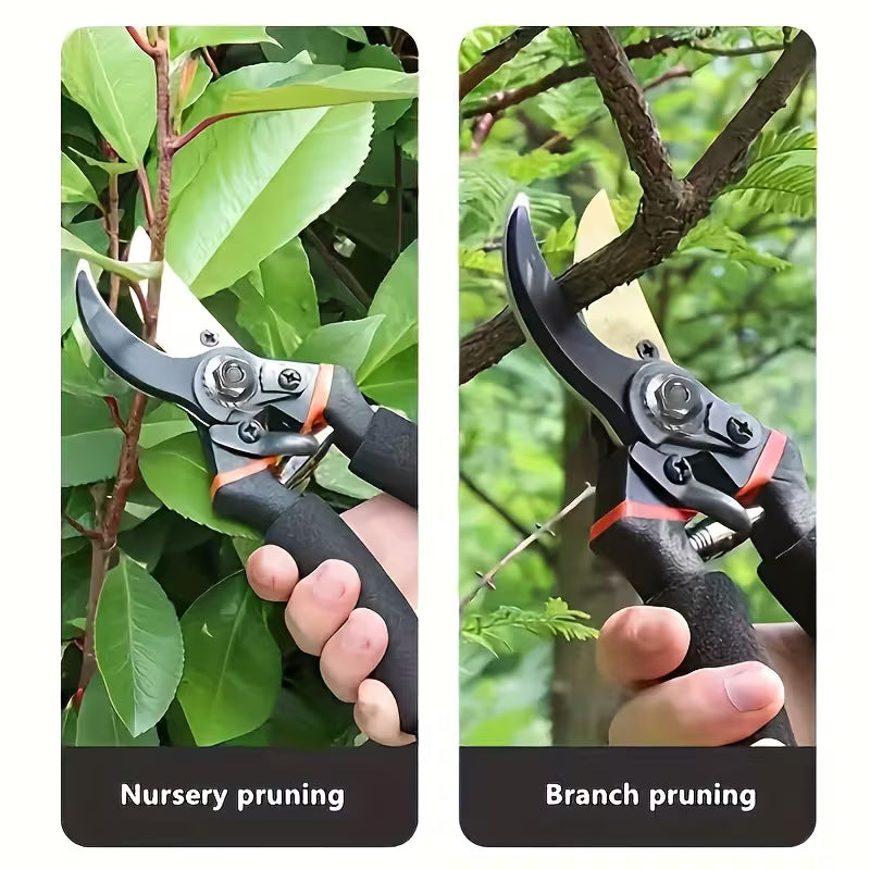 8 Inch Heavy Duty Garden Pruning Shears | Sharp Plant Cutter & Branch Trimming Scissor with Safety Lock